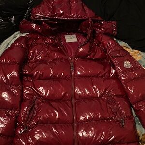 Moncler Glossy Burgundy Puffer Jacket